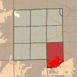 Map highlighting Downers Grove Township, DuPage County, Illinois